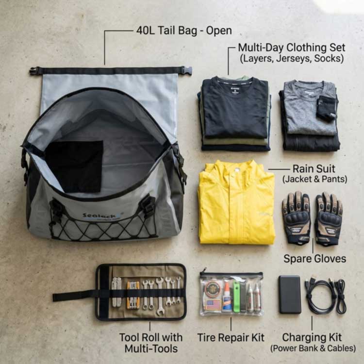 40L 防水オートバイテールバッグ: 収納容量とツーリングの利点