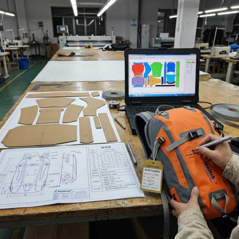 防水バックパックの製造工程の説明